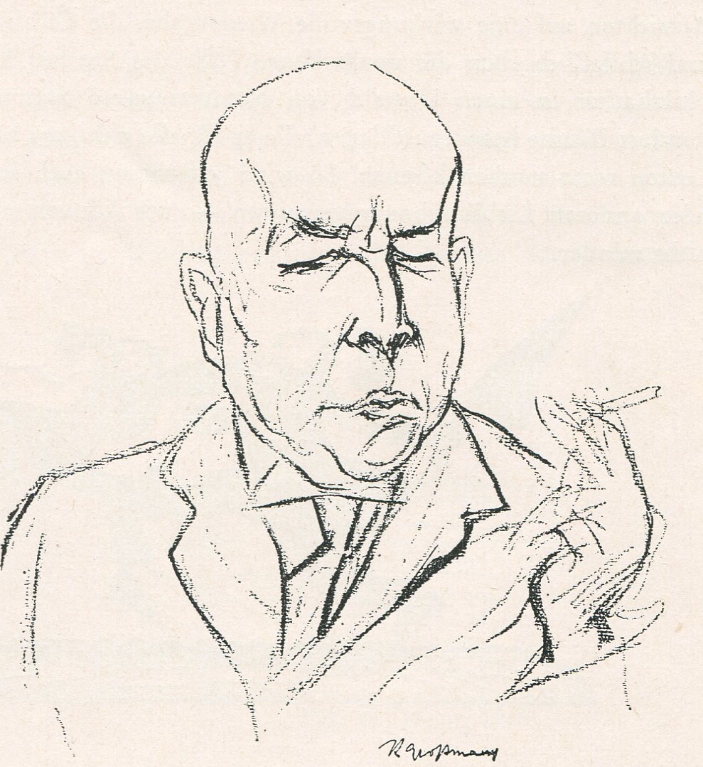 Oswald Spengler caricatura de Rudolf Großmann, 1922