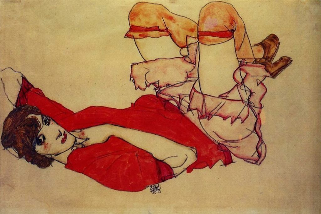«Wally in red blouse» (1913) de Egon Schiele
