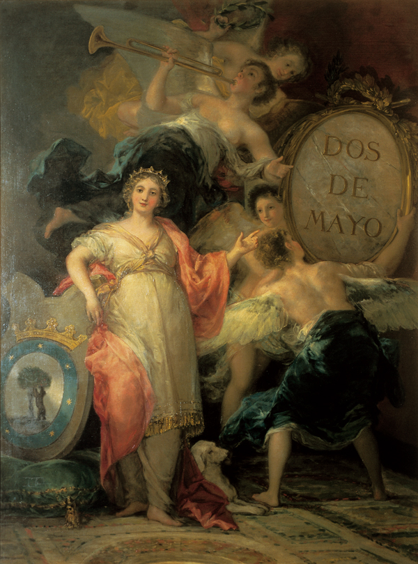Francisco de Goya. «Alegoría de la villa de Madrid». Óleo sobre lienzo. 260 cm × 195 cm. 1809