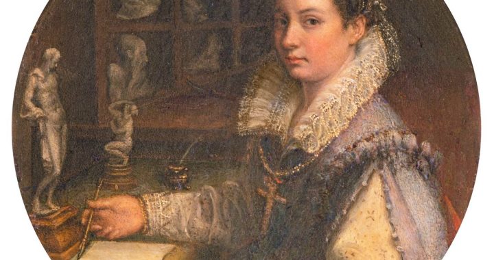Lavinia Fontana. «Autorretrato en el estudio» Óleo sobre cobre, 1579