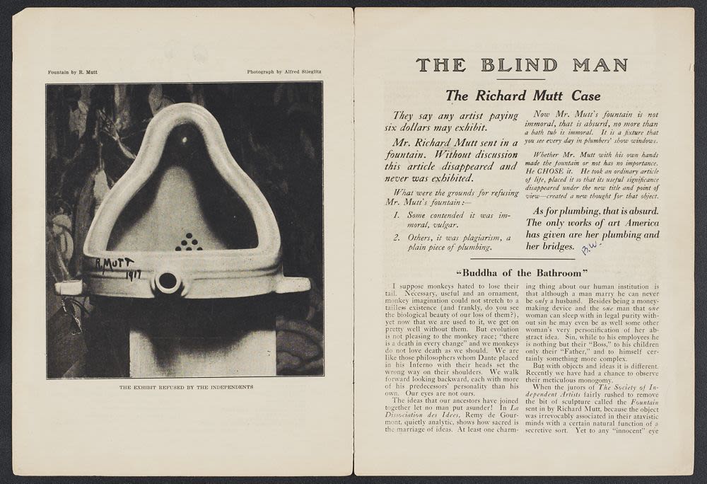 «Fountain» foto de Stieglitz en 'The Blind Man' nº 2 (mayo de 1917)